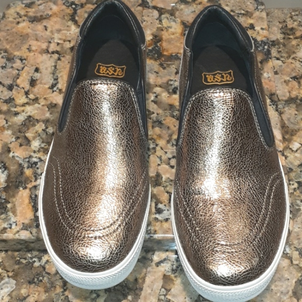 Ash Jungle metallic Bronz platform slip-on leather shoes/sneaker size 38  US 7.5